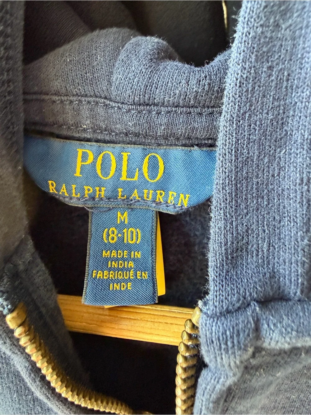 Polo by Ralph Lauren Girls Navy Fleece Filk-Zip Hoodie sz 8-10